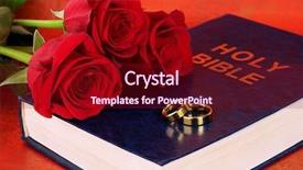  Presentation with wedding roses - Slide deck enhanced with church anniversary - wedding rings with roses background and a wine colored foreground