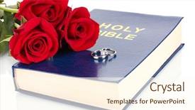  Presentation with white wedding - Presentation theme featuring church anniversary - wedding rings with roses background and a cream colored foreground