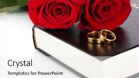  Presentation with wedding roses - PPT layouts enhanced with church anniversary - wedding rings with roses background and a white colored foreground
