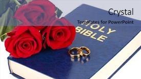  Presentation with wedding roses - Amazing slide deck having church anniversary - wedding rings with roses backdrop and a ocean colored foreground