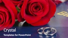  Presentation with wedding anniversary - Presentation design enhanced with church anniversary - wedding rings with roses background and a navy blue colored foreground
