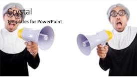 Presentation with nun - Amazing presentation theme having church announcements - funny male nun with megaphone backdrop and a sky blue colored foreground