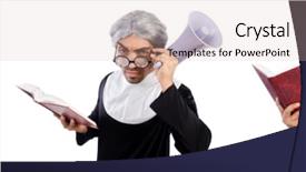  Presentation with nun - Presentation theme featuring church announcements - funny male nun with megaphone background and a soft green colored foreground