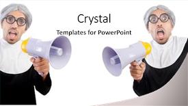  Presentation with nun - Slide deck having church announcements - funny male nun with megaphone background and a white colored foreground