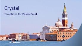  Presentation with canal - Slides consisting of church at grand canal in venice italy background and a sky blue colored foreground