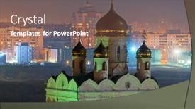  Presentation with city church - PPT layouts with church-at-night-city background and a violet colored foreground