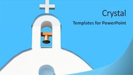  Presentation with architectural acoustics - Presentation design consisting of church bells - bell tower architectural detail background and a light blue colored foreground