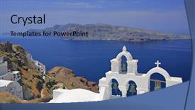  Presentation with church bells - Cool new presentation theme with church bells in oia village backdrop and a teal colored foreground
