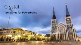  Presentation with bishop church - Colorful slide deck enhanced with church bishop - cathedral of the immaculate conception backdrop and a light blue colored foreground