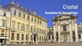  Presentation with bishop church - Presentation theme having church bishop - mantua cathedral and palazzo bianchi background and a teal colored foreground