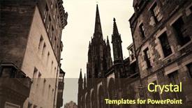  Presentation with black church - Colorful slide deck enhanced with church black historyh - edinburgh city street view backdrop and a tawny brown colored foreground