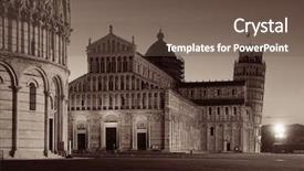  Presentation with tower - Presentation design having church black historyh - leaning tower and cathedral background and a tawny brown colored foreground