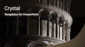  Presentation with tower - Presentation design featuring church black historyh - leaning tower closeup view background and a wine colored foreground