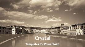  Presentation with architecture city - PPT layouts enhanced with church black historyh - pisa city over river background and a  colored foreground