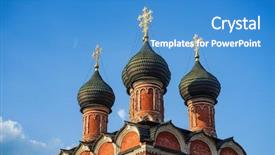  Presentation with church blue - Presentation enhanced with church blue sky with clouds background and a teal colored foreground