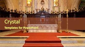  Presentation with church altar - PPT theme with church building - altar of the cathedral background and a tawny brown colored foreground