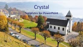  Presentation with festival china town - Presentation theme having church building - chardonne town against geneva lake background and a sky blue colored foreground