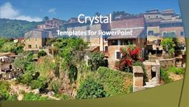  Presentation with stone - Presentation theme with church building - deia traditional stone village background and a teal colored foreground