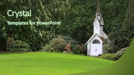  Presentation with church building - Slide set featuring church building - little chapel in the park background and a tawny brown colored foreground