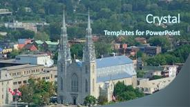 Presentation with notre dame - Theme consisting of church building - notre dame basilica in ottawa background and a ocean colored foreground