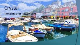  Presentation with blended colorful - PPT theme consisting of church building - procida -beautiful colorful small island background and a light blue colored foreground