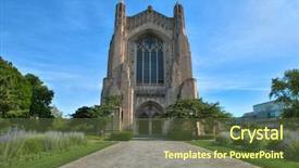  Presentation with university unc chapel hill - Beautiful PPT theme featuring church building - rockefeller memorial chapel on university backdrop and a tawny brown colored foreground