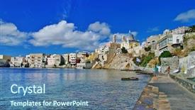  Presentation with cyclades - Amazing PPT theme having church building - scenic cyclades islands syros greece backdrop and a ocean colored foreground