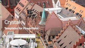  Presentation with aerial - Amazing PPT theme having church building cloud background - image of an aerial view backdrop and a coral colored foreground