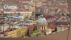 Presentation with italy - Beautiful slides featuring church building cloud background - top view of naples downtown backdrop and a coral colored foreground