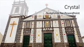  Presentation with azores islands - Audience pleasing slide deck consisting of church building in azores islands backdrop and a sky blue colored foreground