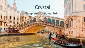  Presentation with venice - Beautiful PPT theme featuring church bus - detail of rialto bridge backdrop and a sky blue colored foreground