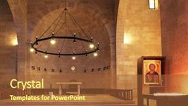  Presentation with jesus bread - Beautiful theme featuring church by the sea backdrop and a red colored foreground