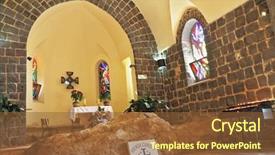  Presentation with jesus bread - Beautiful presentation design featuring church by the sea backdrop and a tawny brown colored foreground