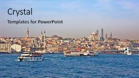  Presentation with istanbul bosphorus bridge turkey - Slides consisting of church camp - sea view in istanbul turkey background and a light blue colored foreground