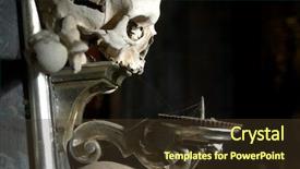  Presentation with kutna hora - Beautiful slide deck featuring church candles - candelabrum from human skulls backdrop and a tawny brown colored foreground