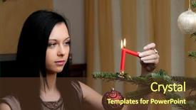 Presentation with candle christmas - Slide deck with church candles - woman with christmas trees background and a  colored foreground