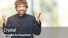  Presentation with dove catholic - PPT layouts having church celebration - handsome hispanic catholic priest man background and a  colored foreground