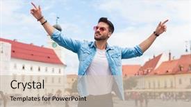  Presentation with middle ages portrait - PPT theme consisting of church celebration - portrait of handsome man celebrating background and a soft green colored foreground