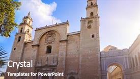  Presentation with carmen san diego - Amazing theme having church construction - merida san ildefonso cathedral backdrop and a violet colored foreground