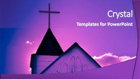  Presentation with easter church - Colorful slides enhanced with church faith religion concept image backdrop and a purple colored foreground