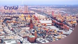  Presentation with winter - PPT theme enhanced with church financials - aerial view over frankfurt am background and a sky blue colored foreground