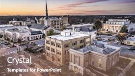  Presentation with cityscape - PPT theme enhanced with church financials - athens georgia usa downtown cityscape background and a violet colored foreground