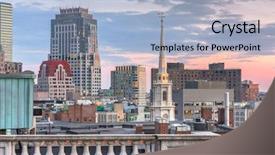  Presentation with boston - PPT theme with church financials - boston massachusetts usa downtown skyline background and a light blue colored foreground