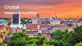  Presentation with lynchburg - Presentation design featuring church financials - lynchburg virginia usa downtown city background and a coral colored foreground