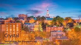  Presentation with usa - Audience pleasing PPT theme consisting of church financials - macon georgia usa downtown city backdrop and a gold colored foreground