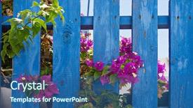  Presentation with greece blue - Cool new presentation theme with church flowers - beautiful blooming bougenvilia with old backdrop and a ocean colored foreground