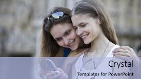  Presentation with helping others two hands woman - Colorful slides enhanced with church friendship - two young beautiful woman are backdrop and a  colored foreground