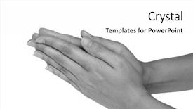  Presentation with mom praying hands - PPT theme having church giving - female hands praying background and a  colored foreground