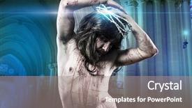  Presentation with passion christ - PPT theme having church giving - jesus christ calvary man bleeding background and a gray colored foreground