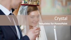  Presentation with orthodox - Presentation theme enhanced with church giving - priest gives wine background and a coral colored foreground